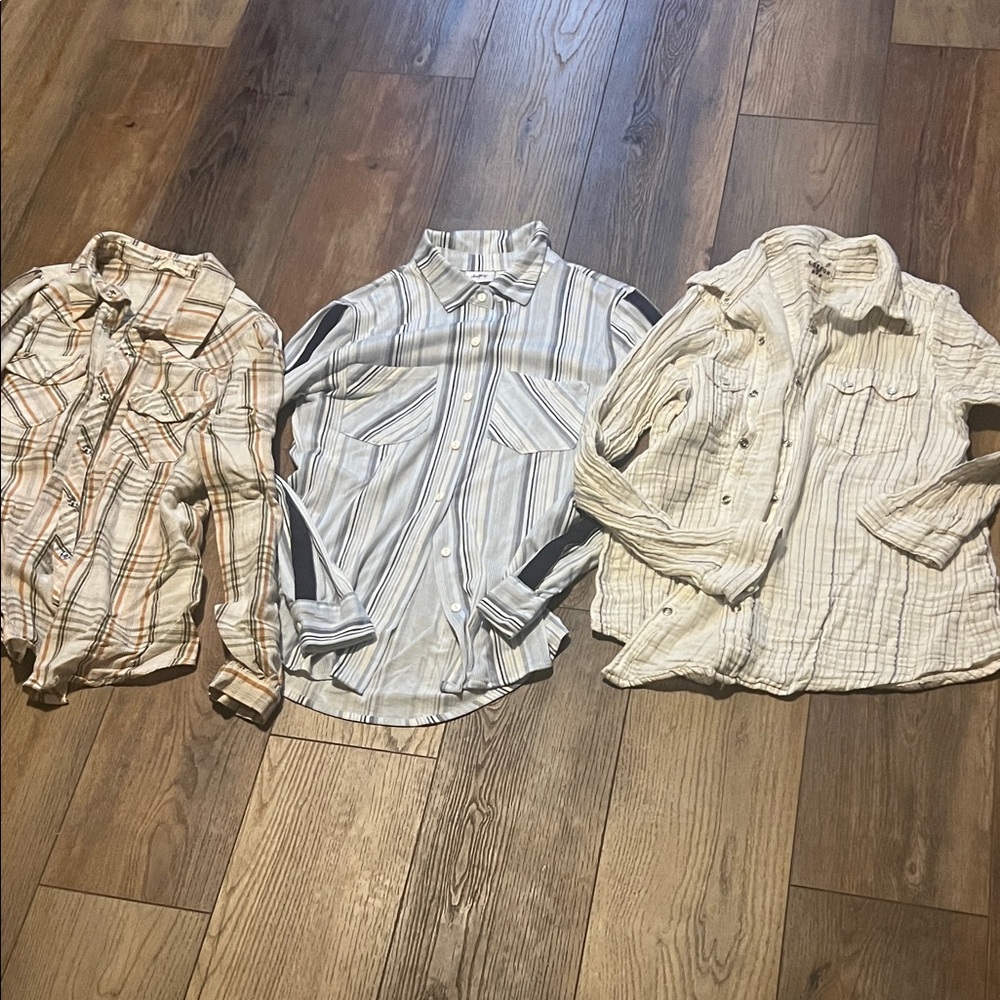 XS/S western Set of Three Striped Button-Up and snap Shirts